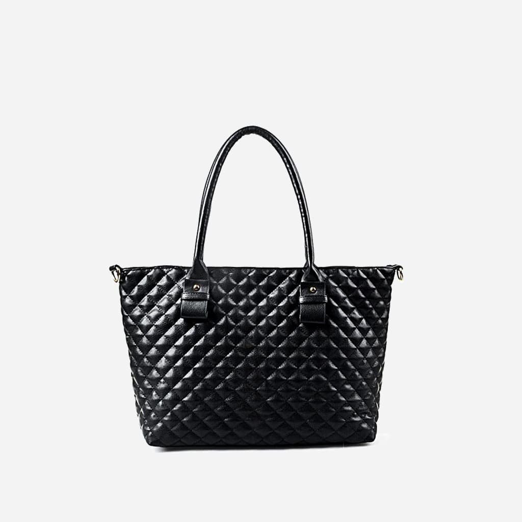 Bolso tote de piel acolchada negra