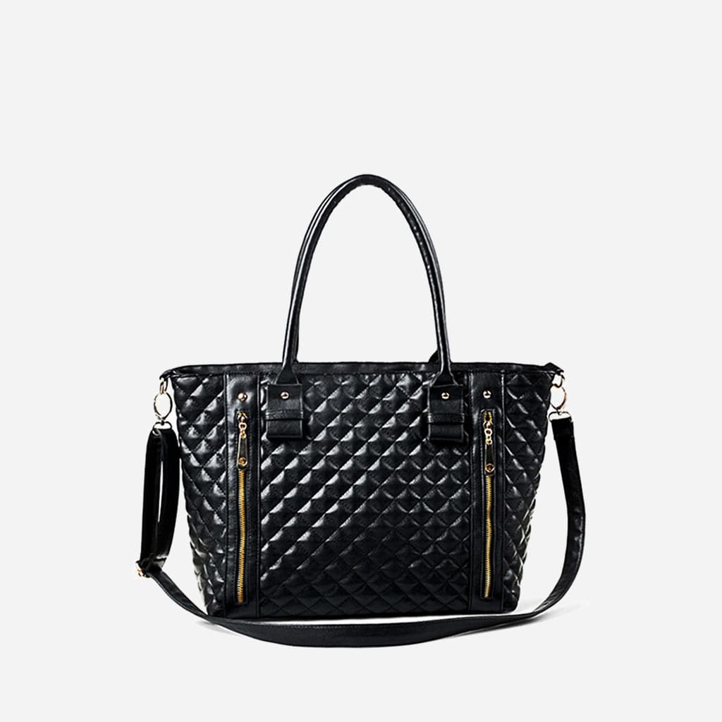 Bolso tote de piel acolchada negra