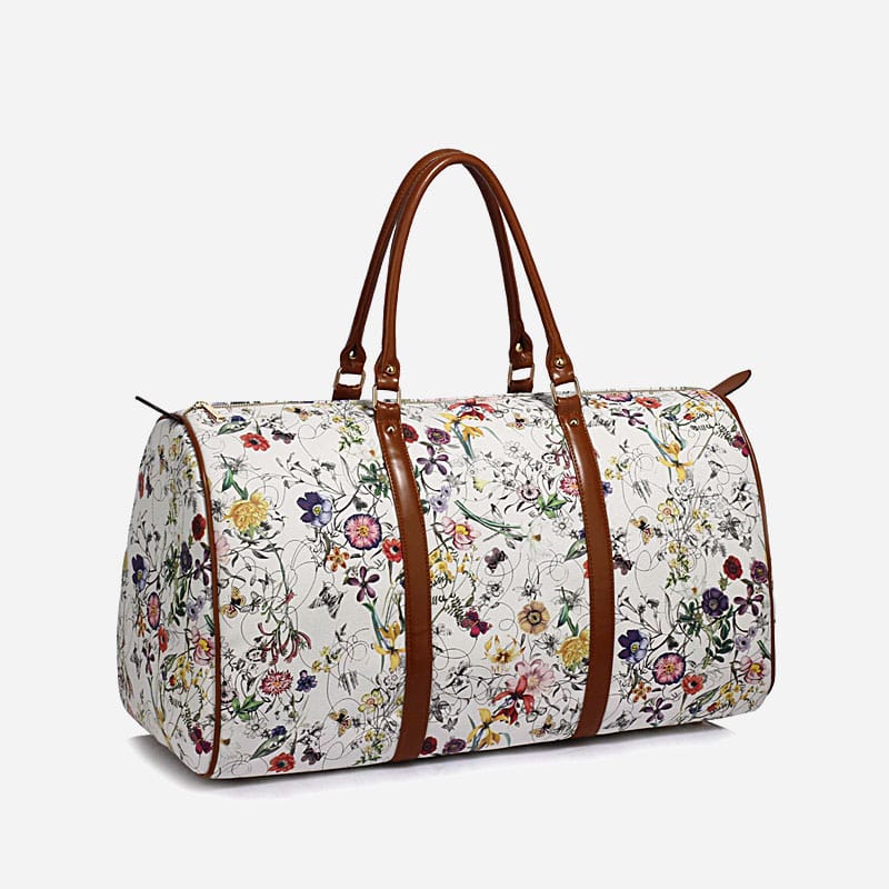 Bolsa de viaje de lona con estampado floral