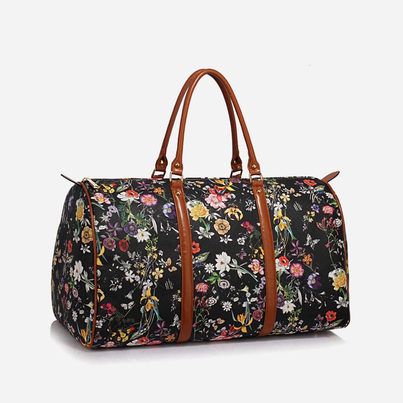 Bolsa de viaje de lona con estampado floral