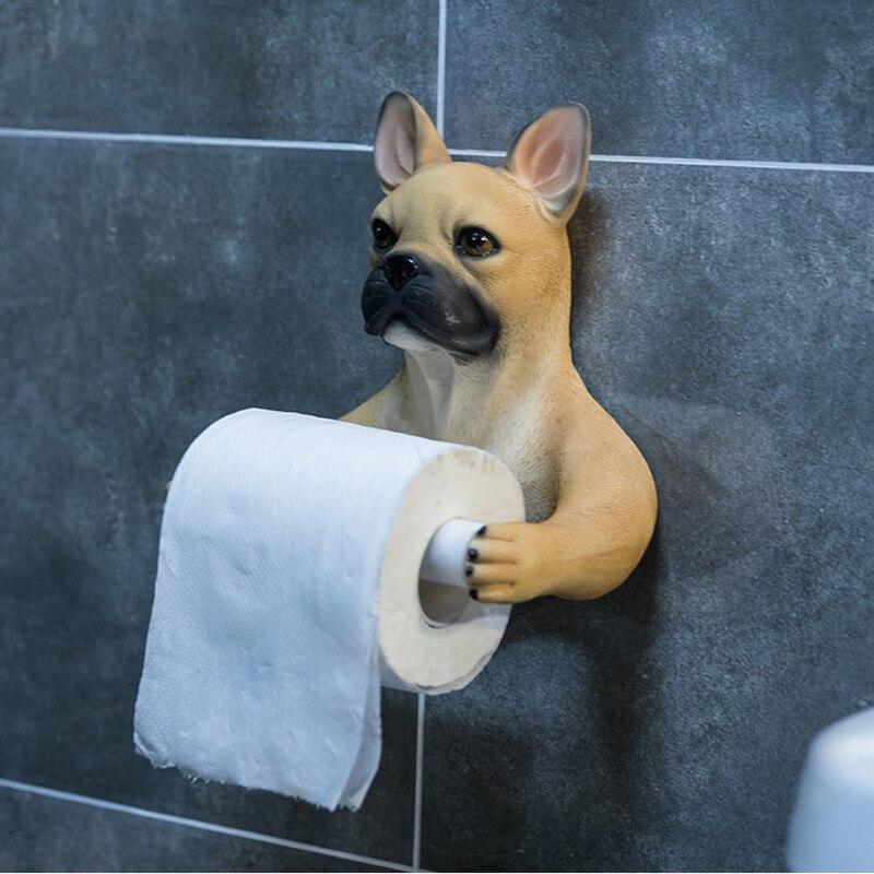 Beige hond toiletrolhouder