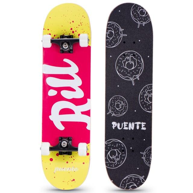 Geel en roze skateboard