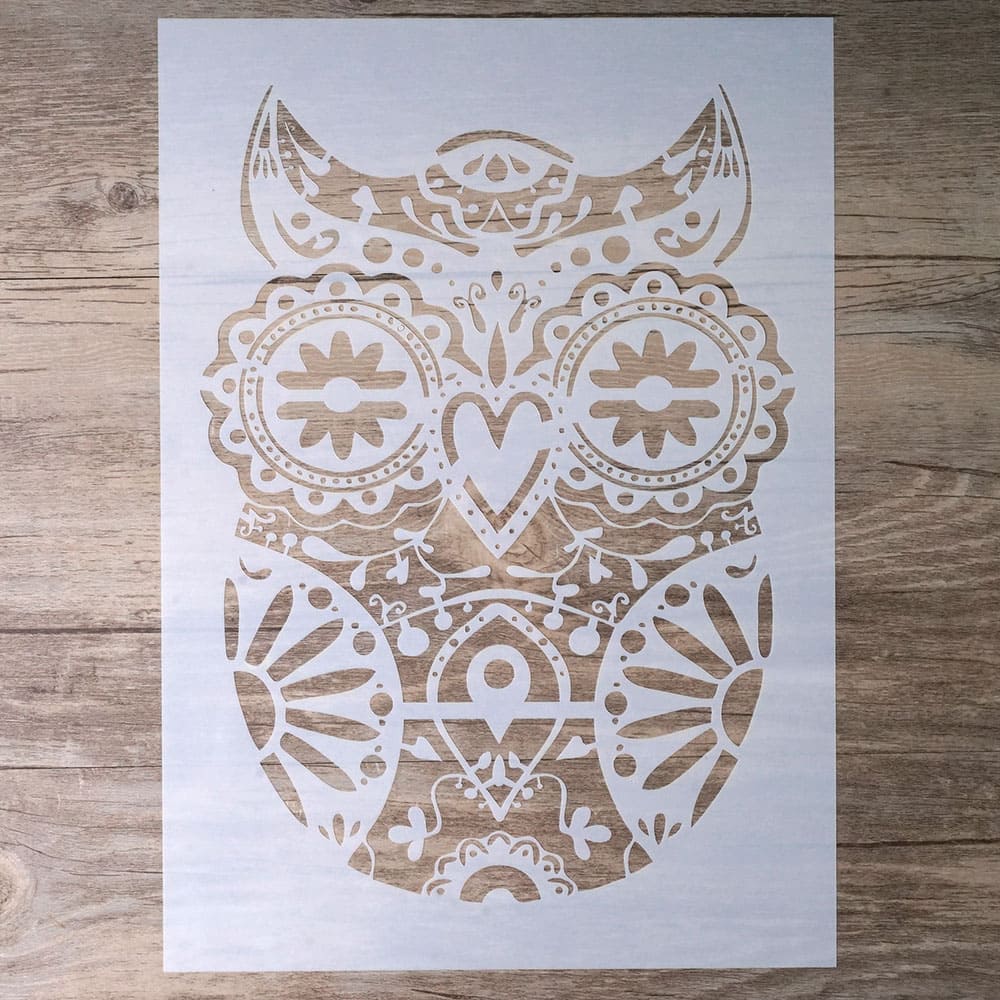 Mandala uggla stencil