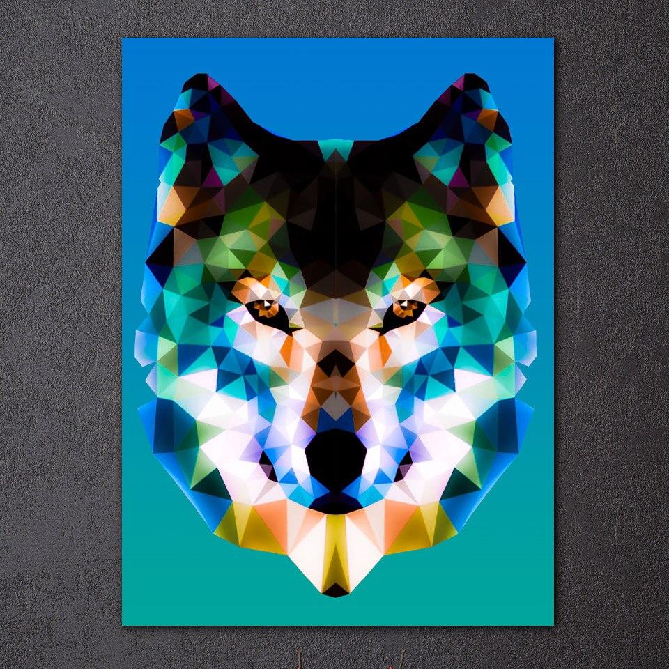 Geometrisch wolf schilderij