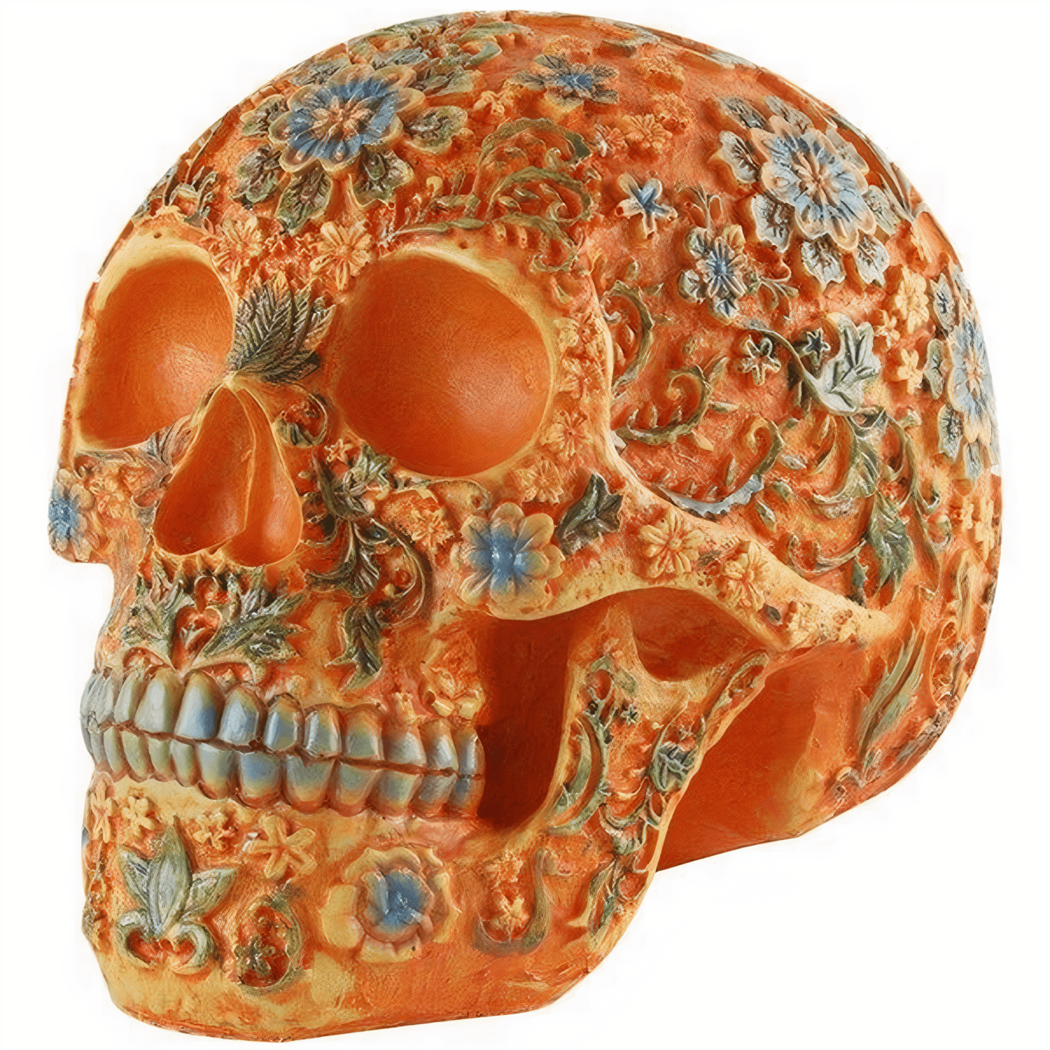 Statue Totenkopf orange