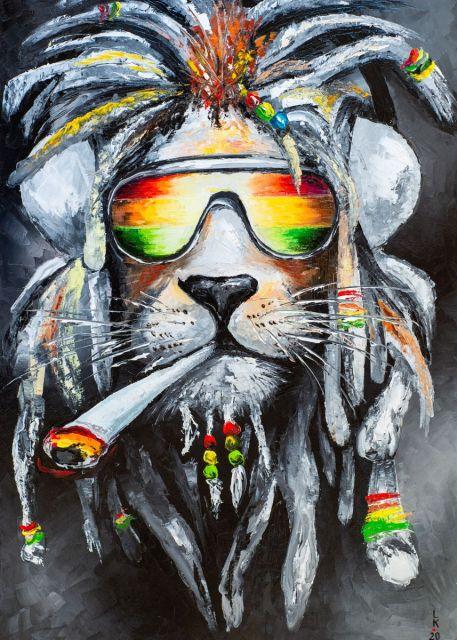 Rasta leeuw schilderij