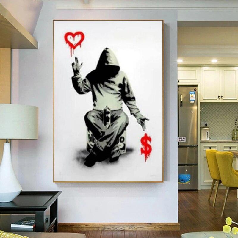 Gemälde Banksy boy love money