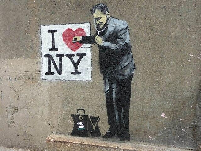 Målning Banksy i love new york