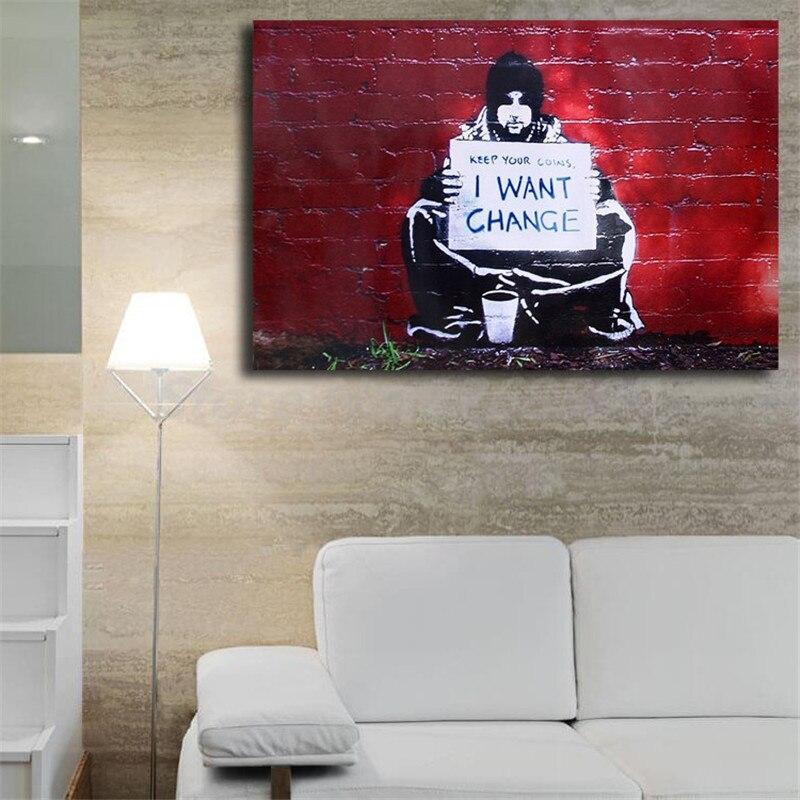 Banksy ik wil verandering schilderij