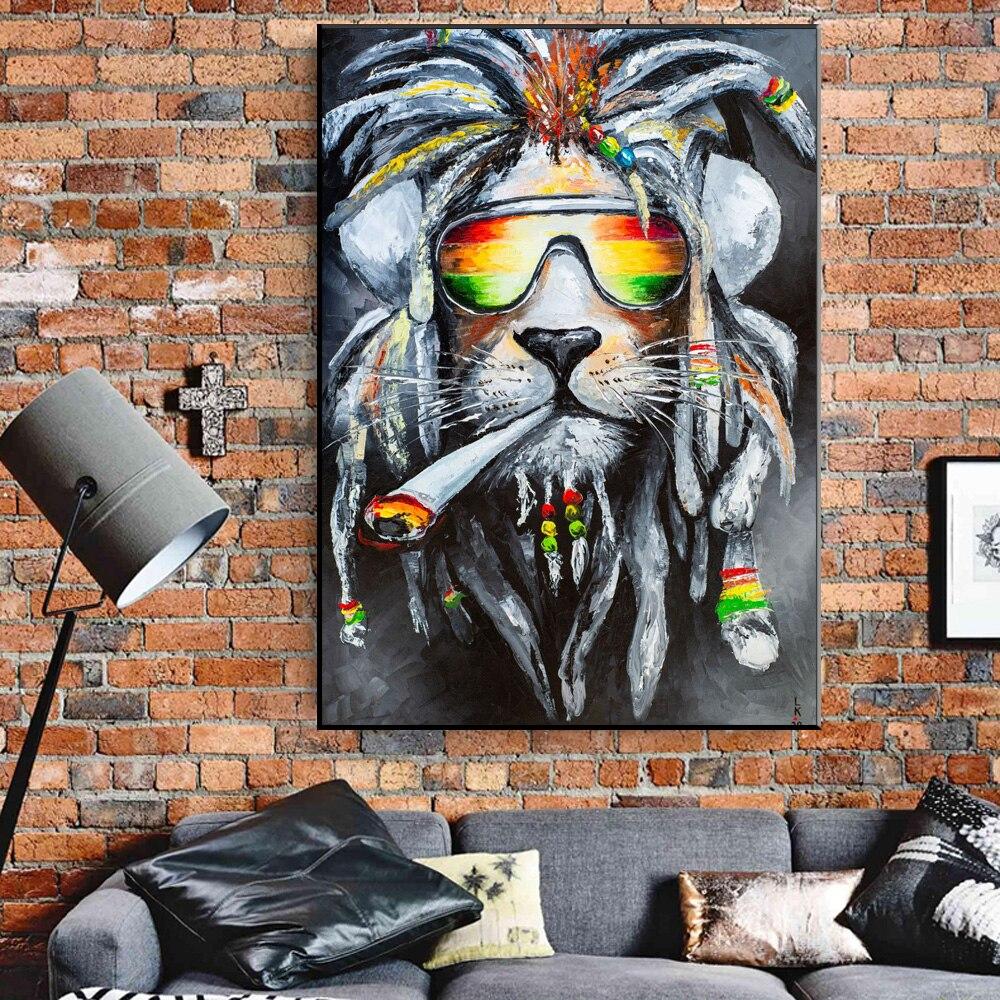 Rasta leeuw schilderij