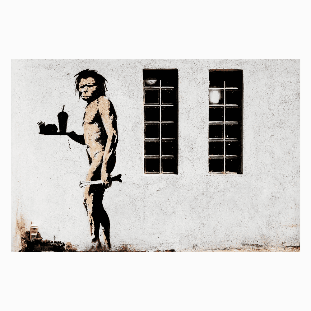 Obraz Banksy’ego człowiek-magnon