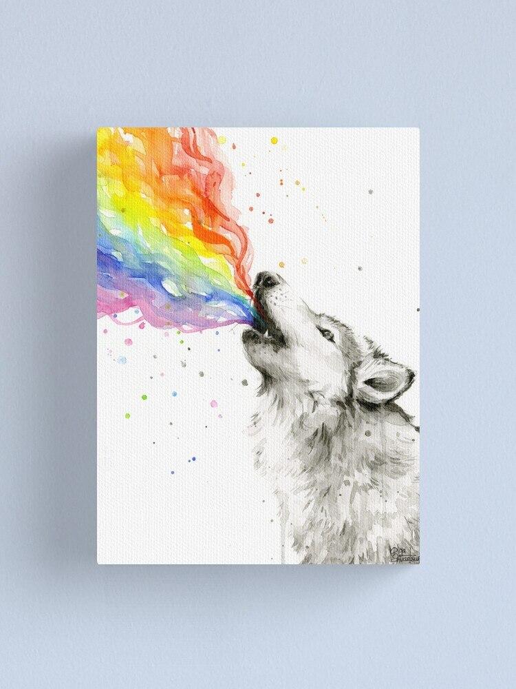 Wandbild Wolf bunt