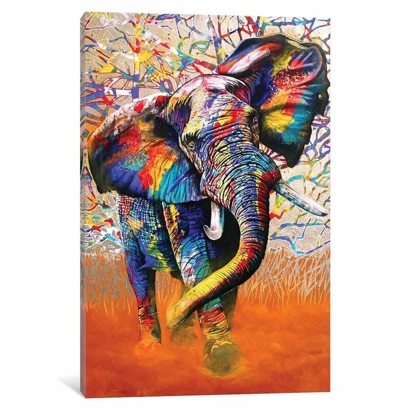 Wandbild Elefant bunt