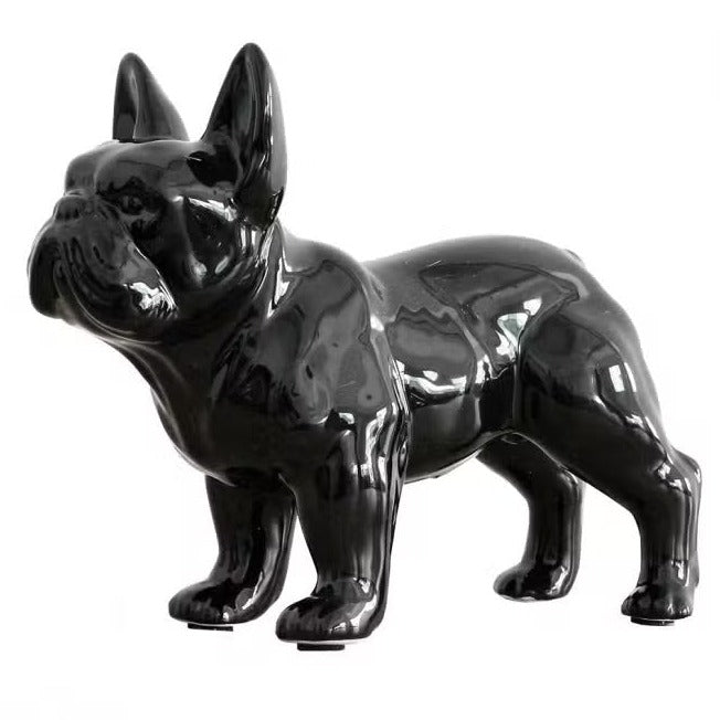 Statue Gartendeko Bulldogge schwarz