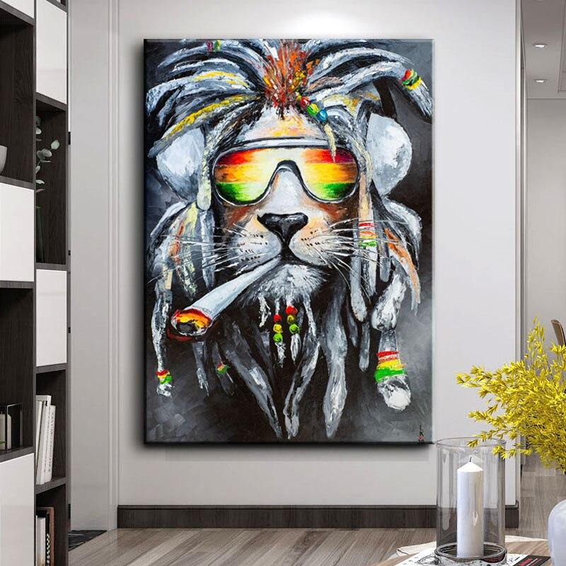 Rasta leeuw schilderij