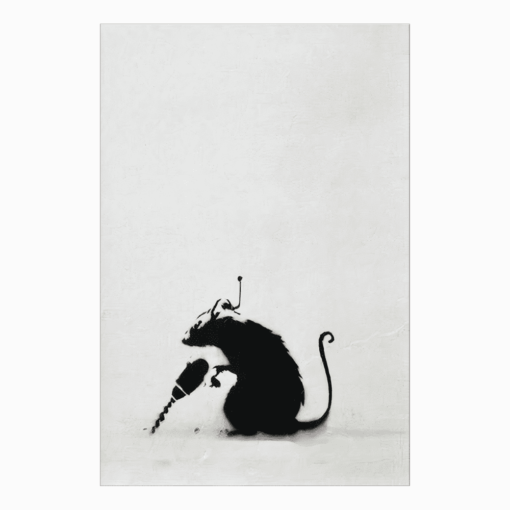 de rat van Banksy schilderen