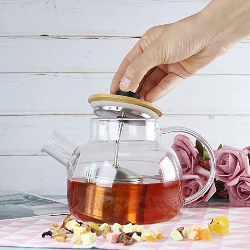Üveg teáskanna 1L teafőzővel