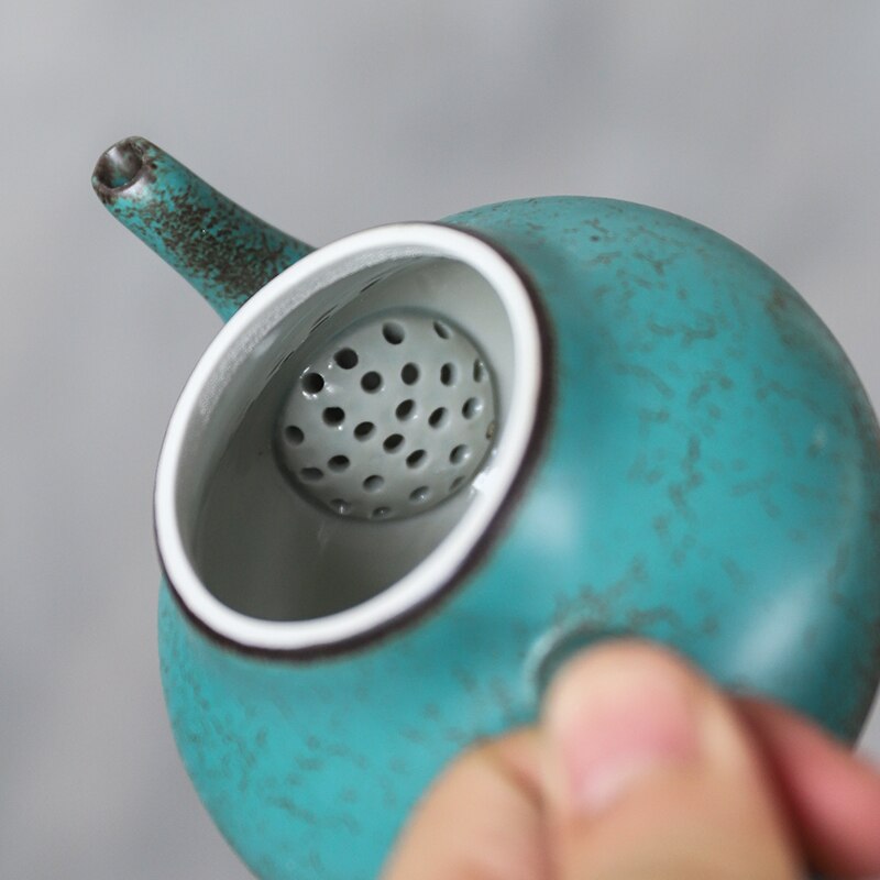 Mėlynas turkio spalvos keraminis arbatinukas 200 ml