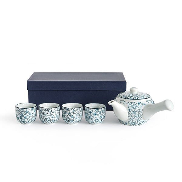 Japoniškas gėlių arbatinukas su 4 puodeliais