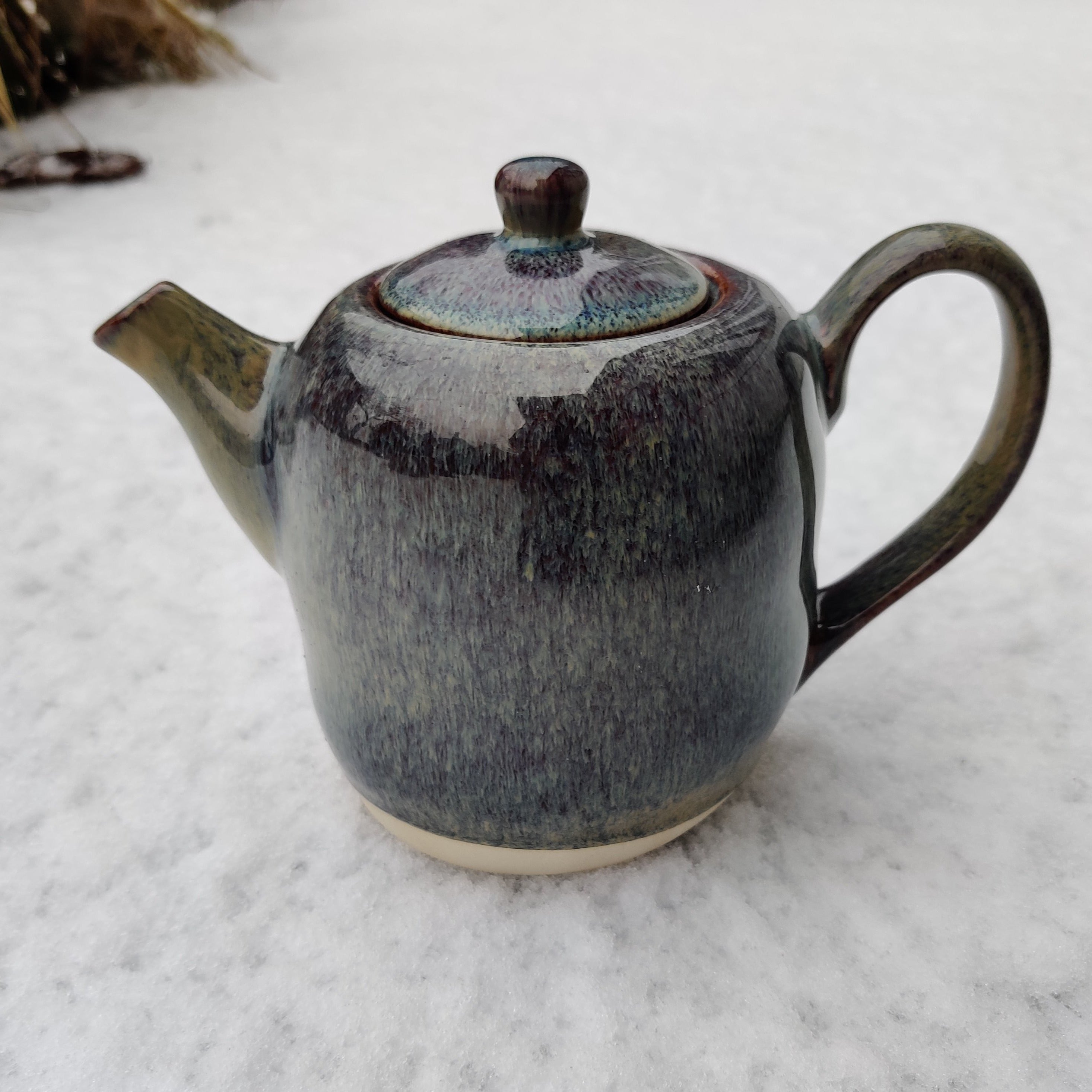 Mėlynas glazūruotas keraminis arbatinukas 900 ml