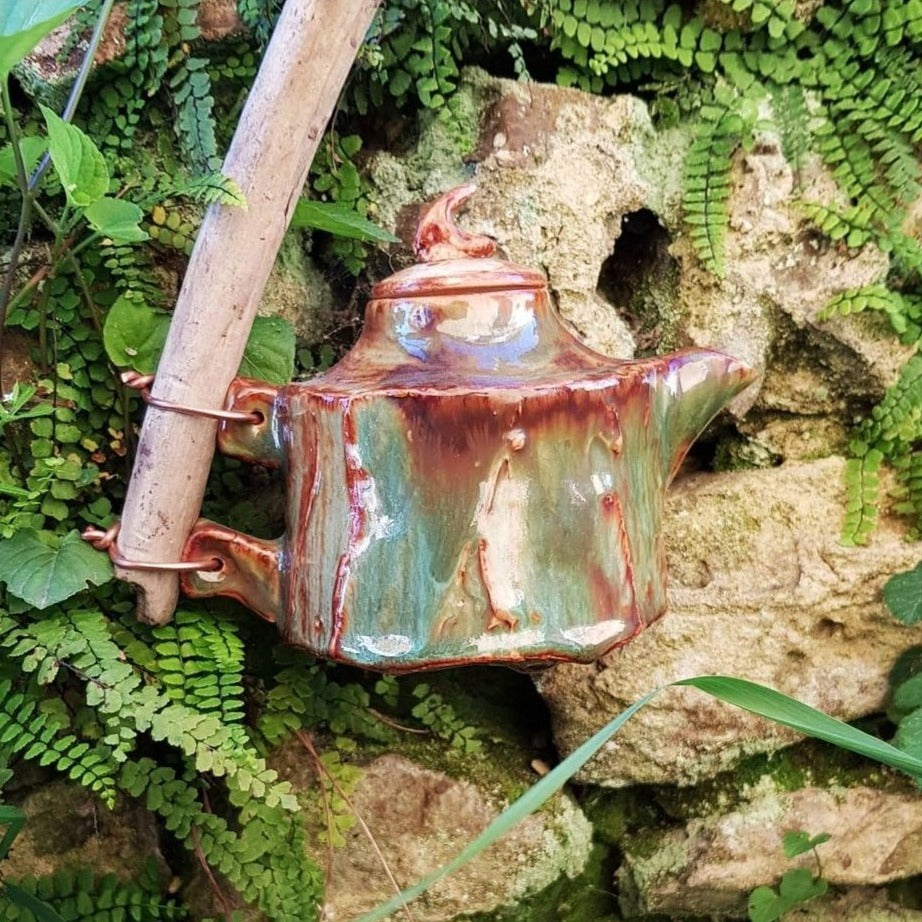 Keraminis arbatinukas su medine rankena 200ml