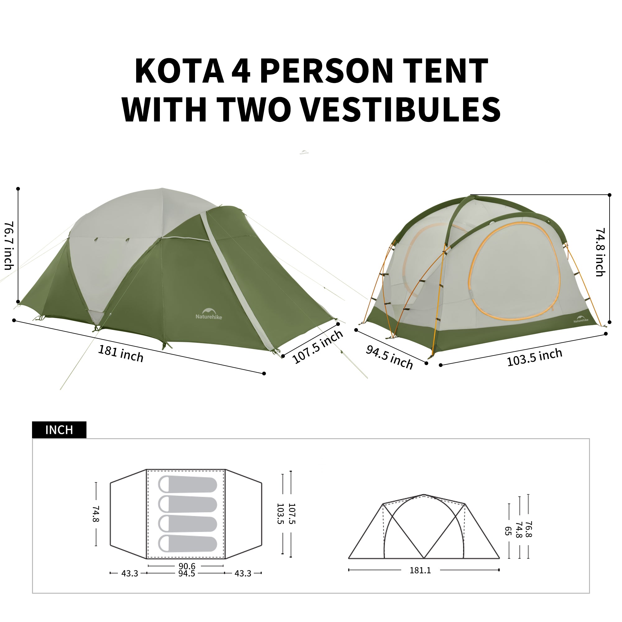 Campingtelt for 4 personer