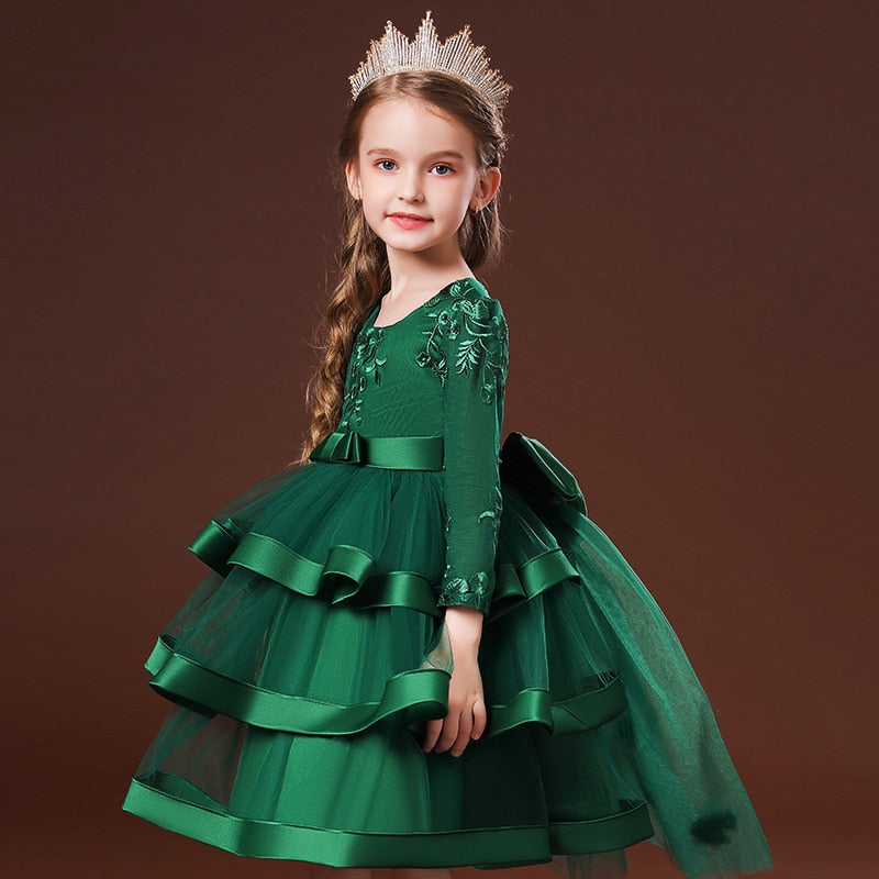 Vestido de fiesta niña verde