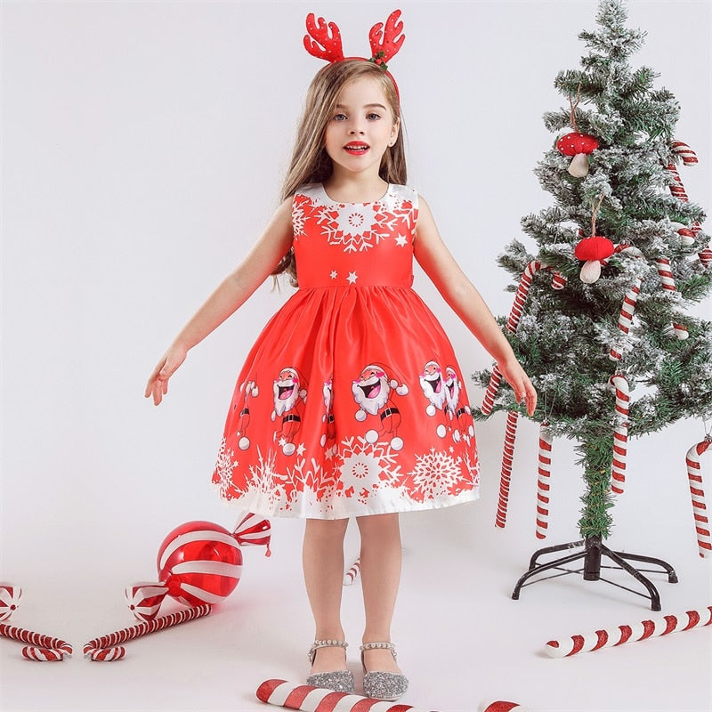 Vestido de navidad infantil padre navidad risueño