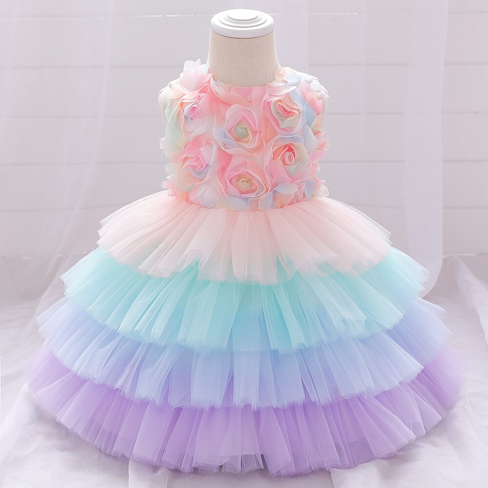 Vestido unicornio arco iris bebé