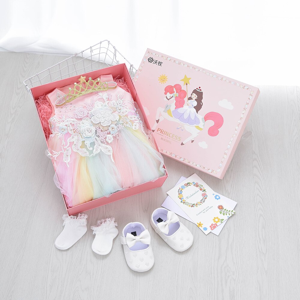 Confezione regalo per abito da bambina arcobaleno