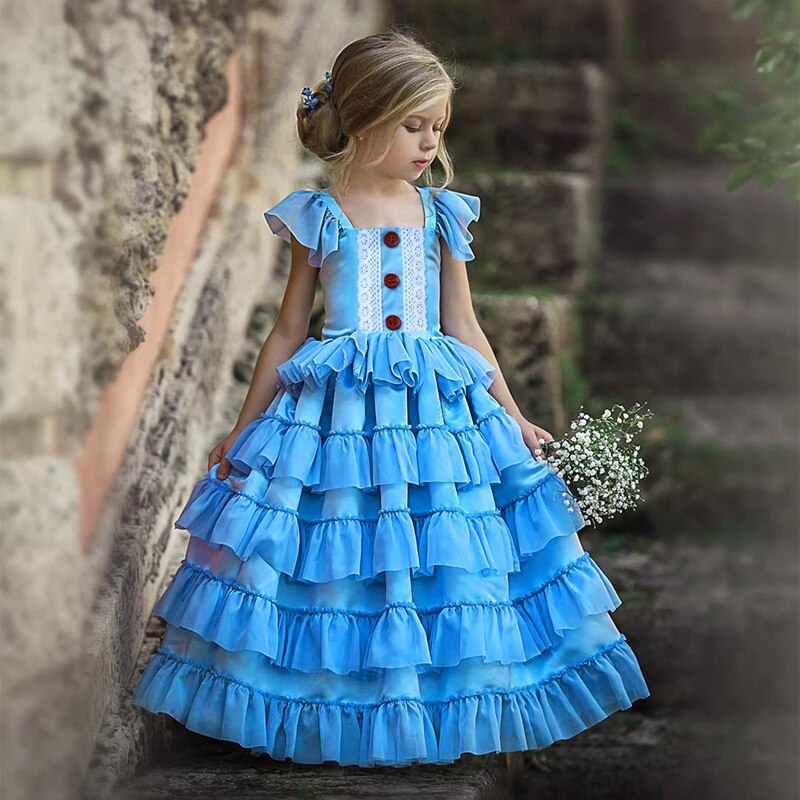 Vestido princesa niña azul