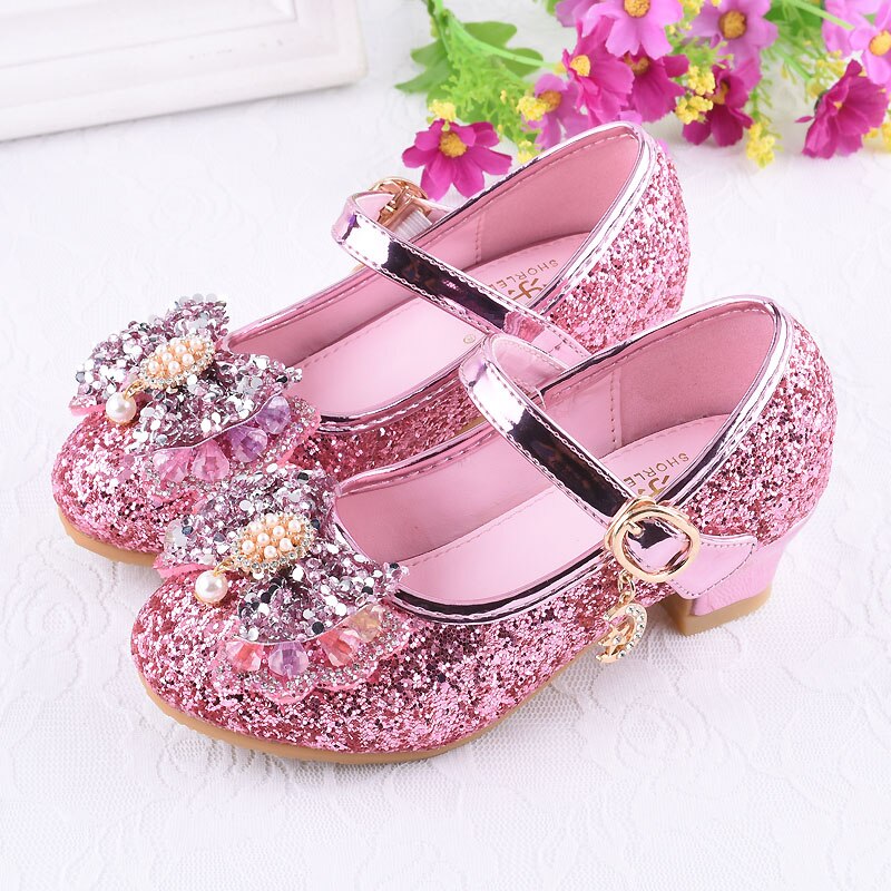 Kinder-Pumps Prinzessin Paillette und Strass rosa