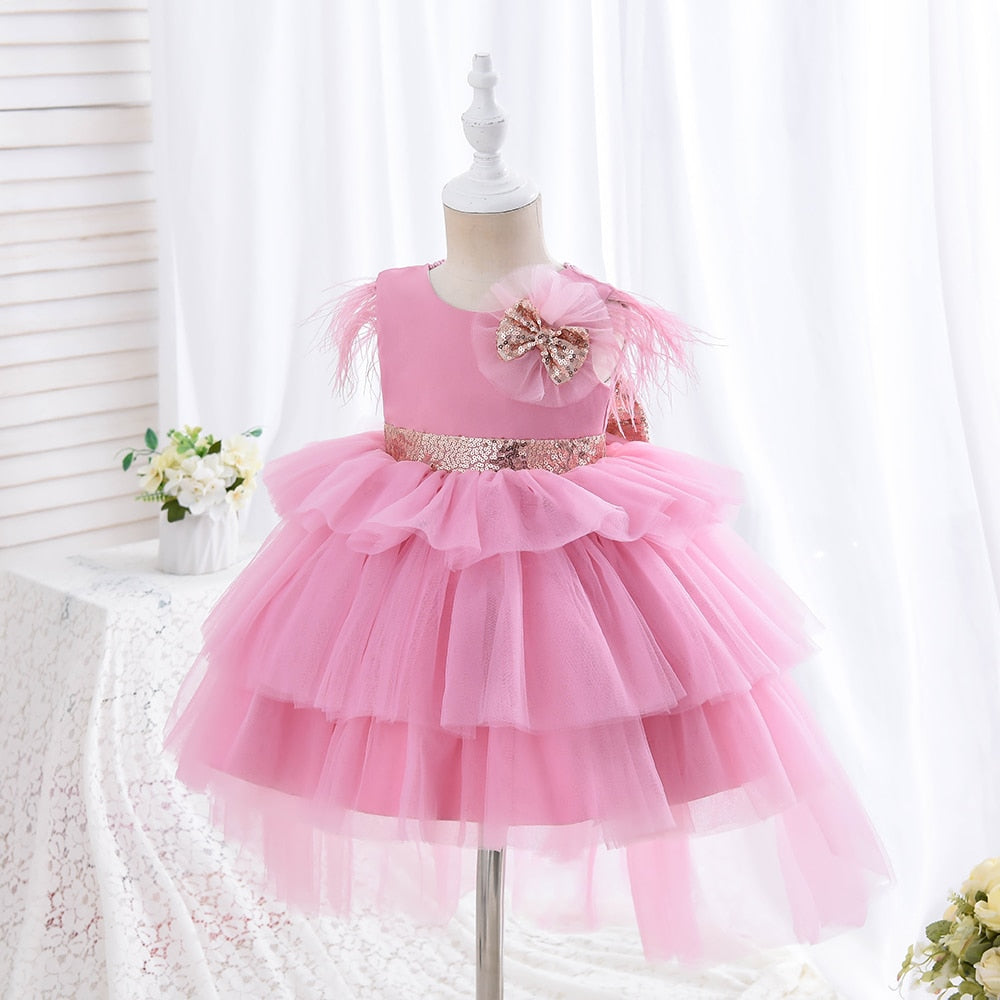 Kinder-Zeremonienkleid rosa mit Perle