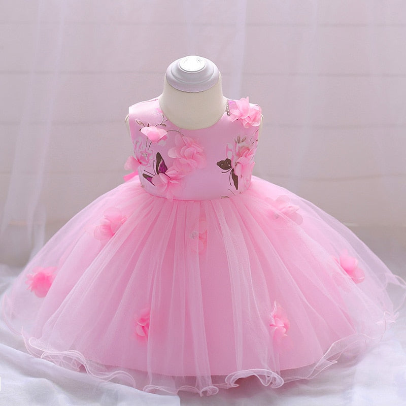 Vestido princesa bebé muselina rosa