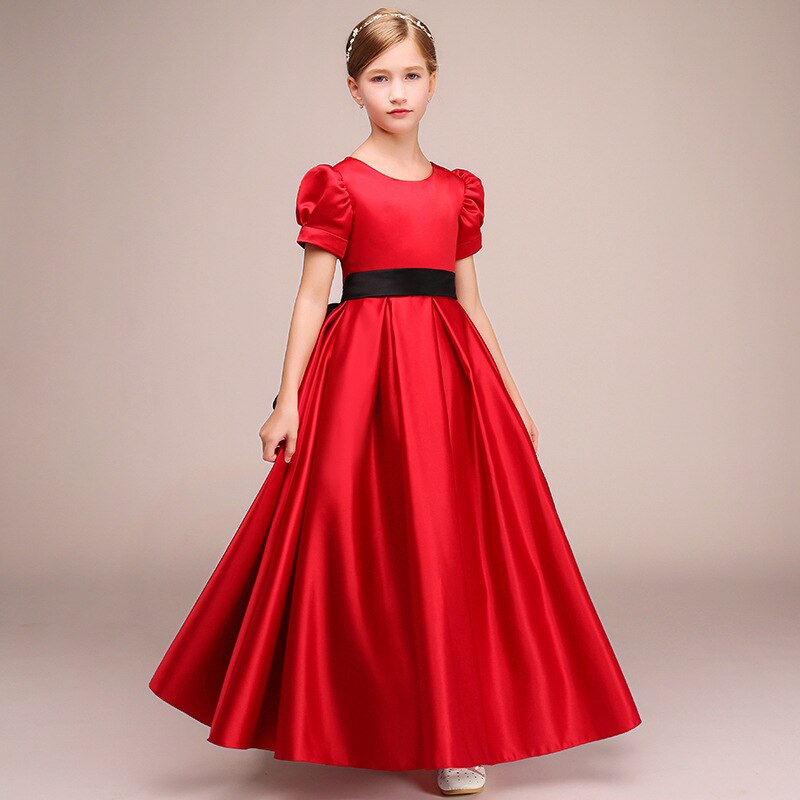 Vestido princesa niña satinado rojo clásico