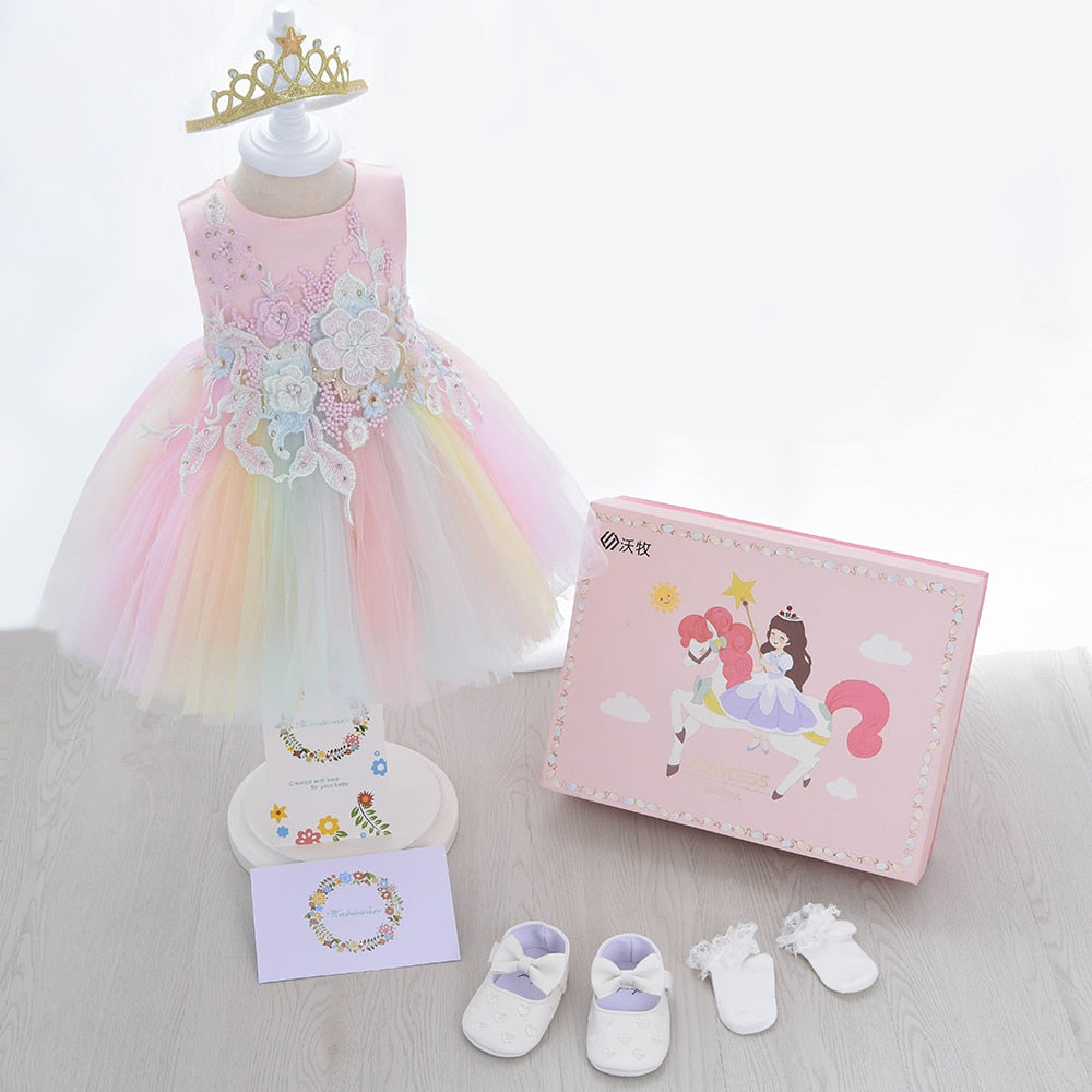 Confezione regalo per abito da bambina arcobaleno