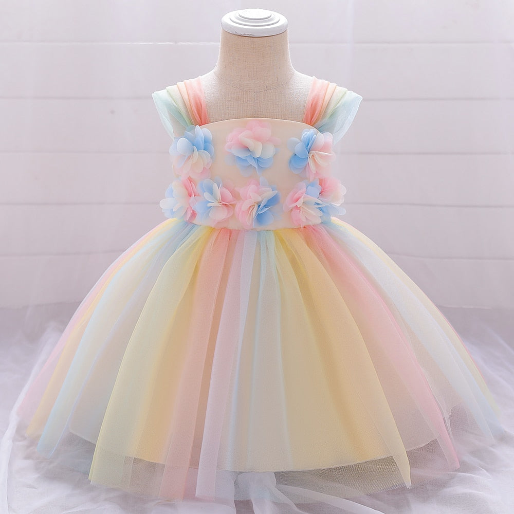 Baby Regenbogenkleid Blume gelb