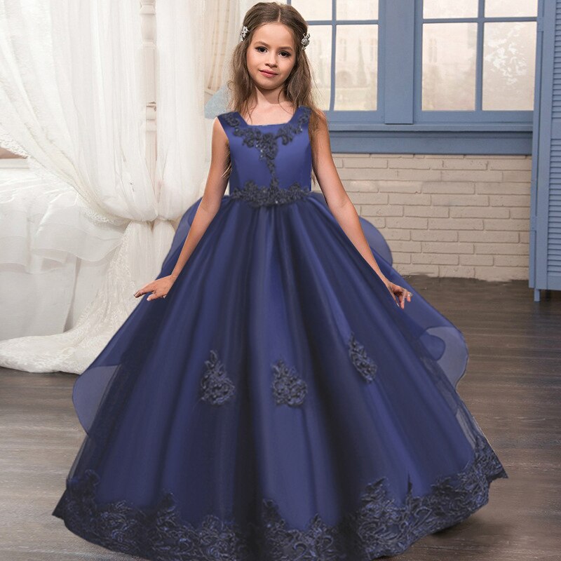 Abito da damigella bambina blu navy