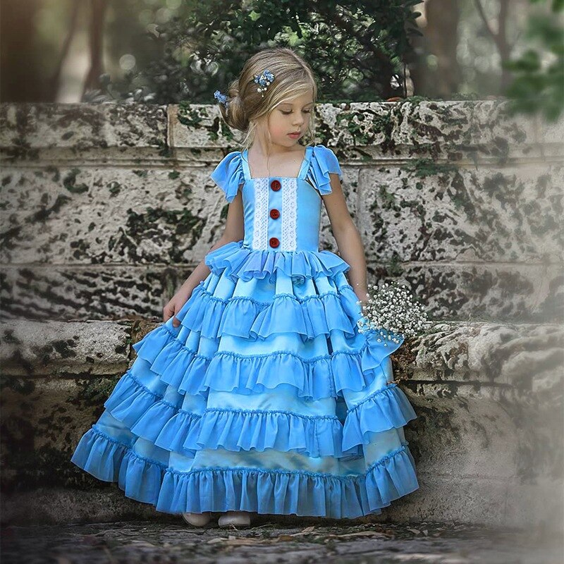 Vestido princesa niña azul