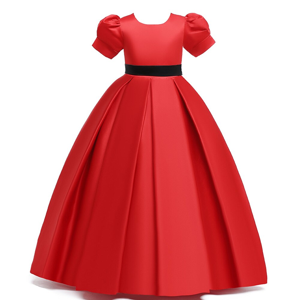 Vestido princesa niña satinado rojo clásico