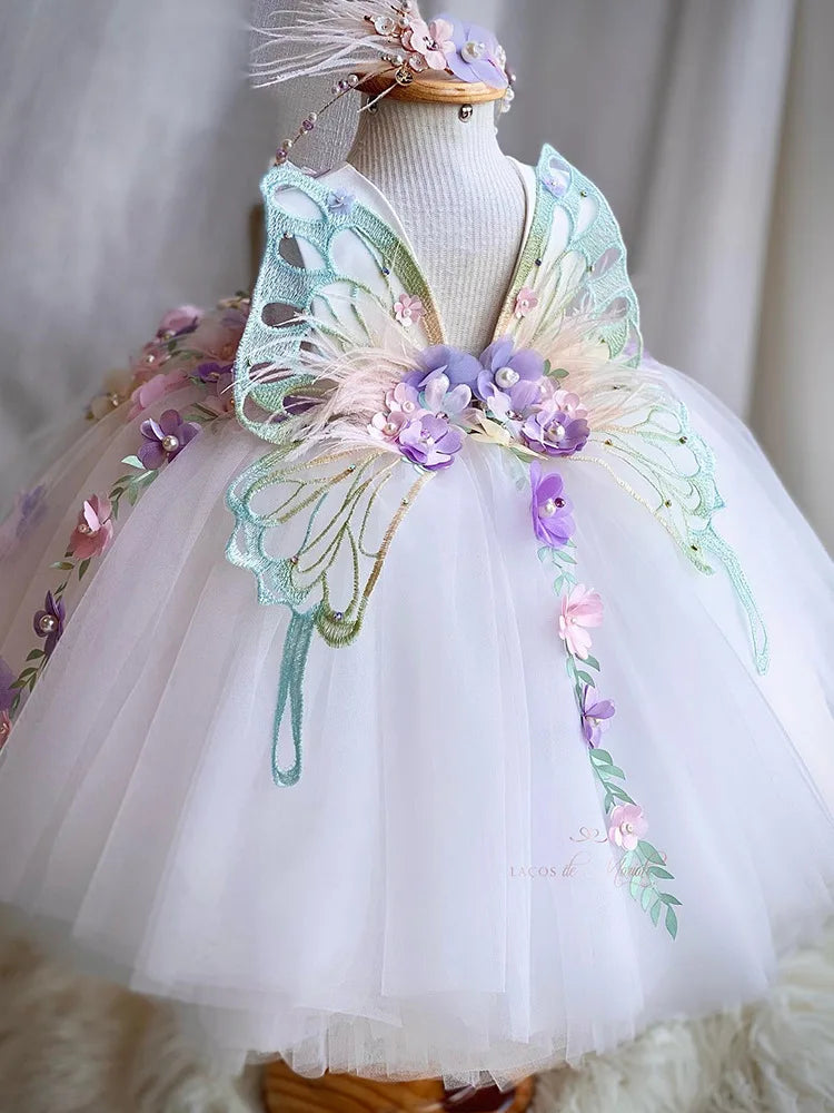 Vestido de cumpleaños niña jardin mariposa