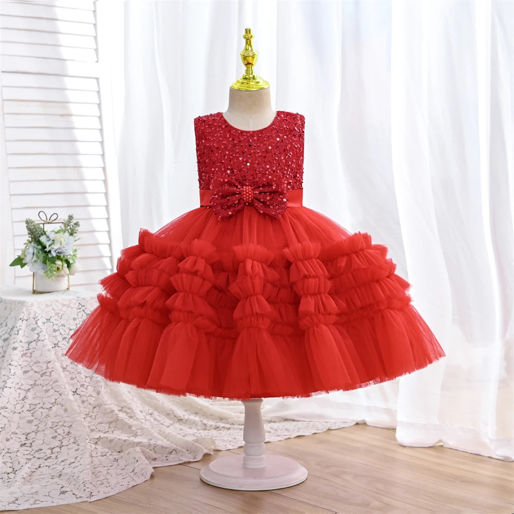 Elegante vestido rojo de navidad