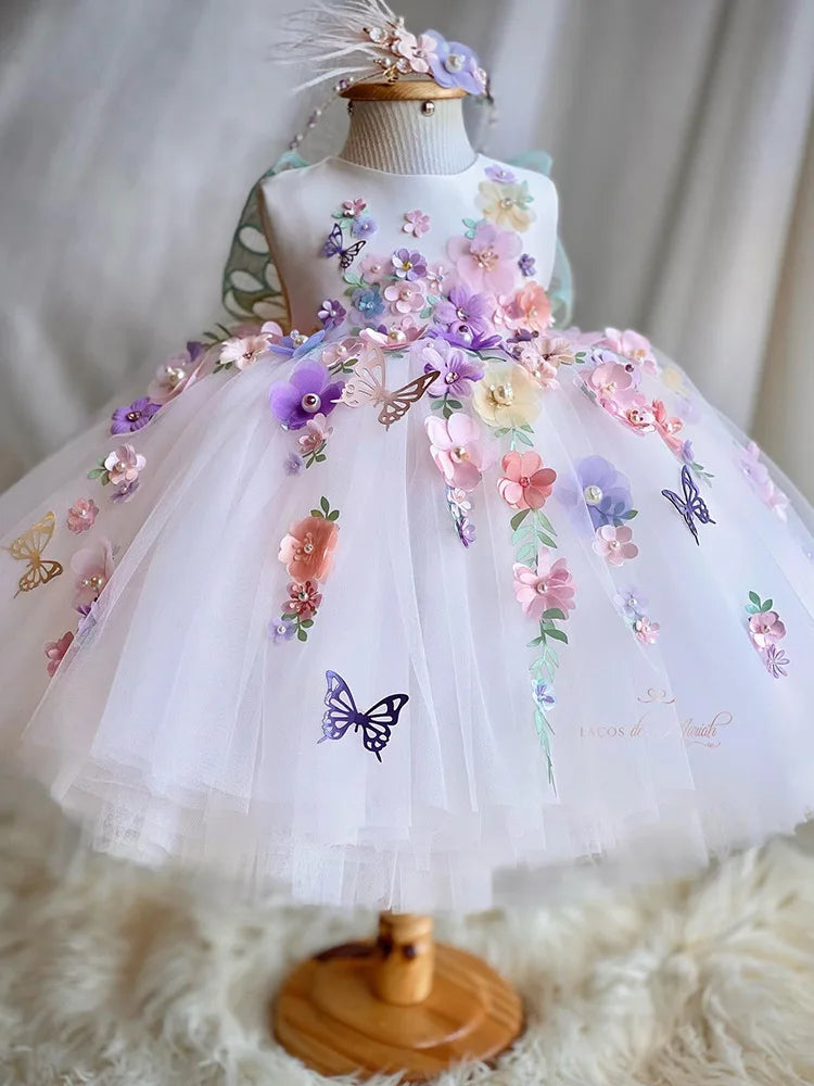 Kleid für Kindergeburtstag Mädchen Schmetterlingsgarten