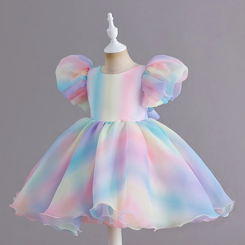 kleid für mädchen regenbogenfarben