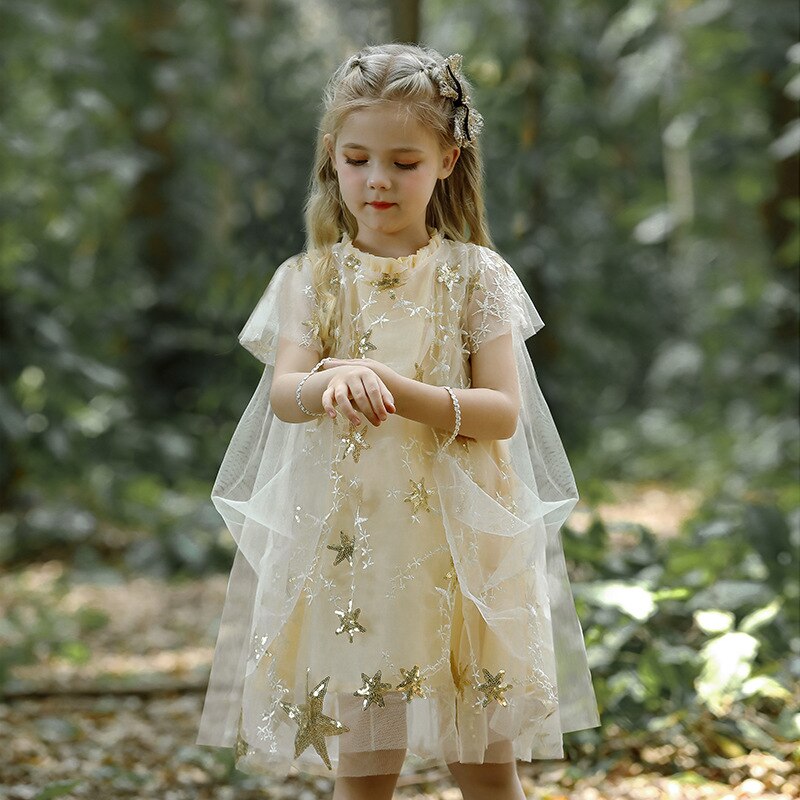 Vestido navideño de niña noche estrellada