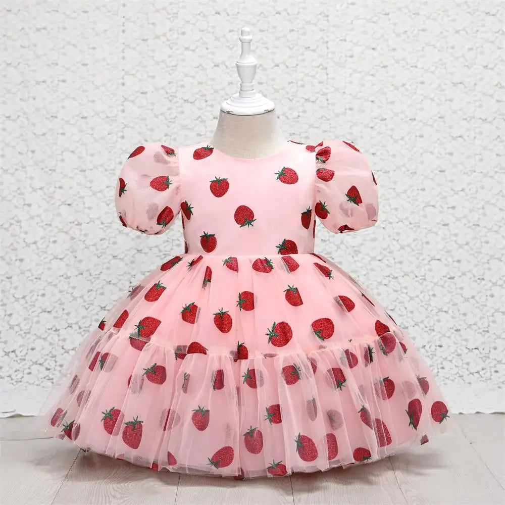 Vestido de cumpleaños fresa para bebé