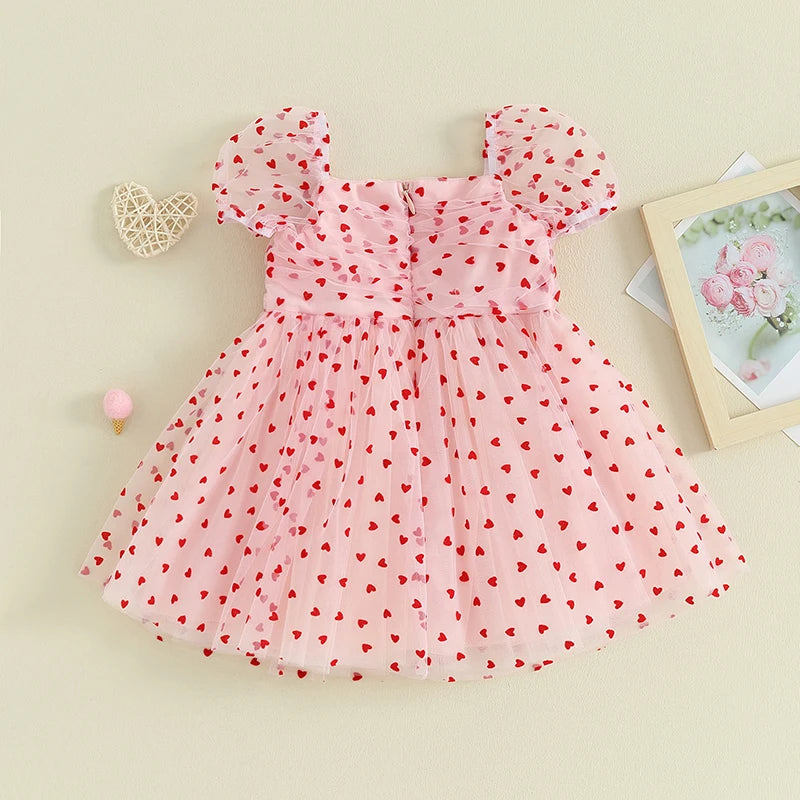 Kleid für Kinder, Mädchen, kleines Herz, rot