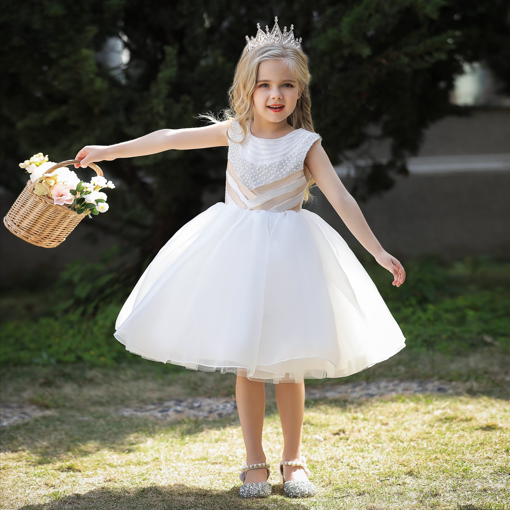 Kleid Zeremonie Mädchen weiß