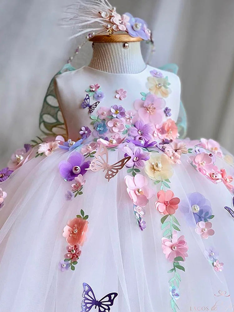 Vestido de cumpleaños niña jardin mariposa