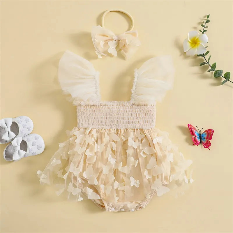 Baby sommerfugl kjole romper